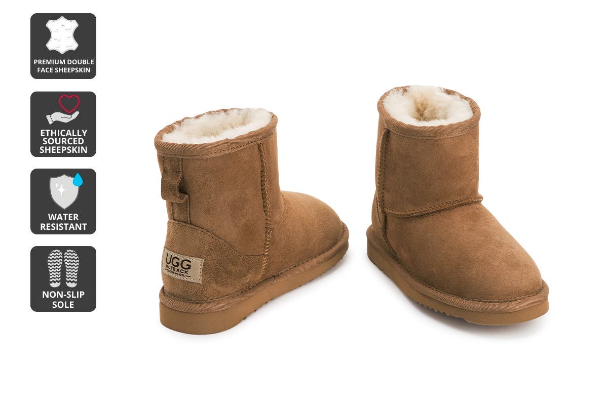 Outback UGG Kids Premium Double Face Sheepskin Classic Boot (Chestnut, 12-13 US/30 EU)