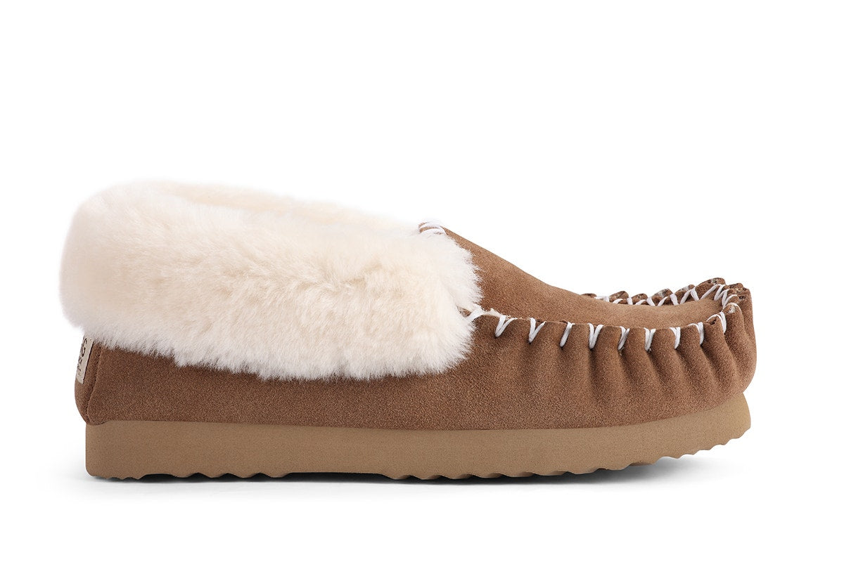 UGG Outback Premium Sheepskin Moccasin Slipper (Chestnut, Size 12M/13W US)