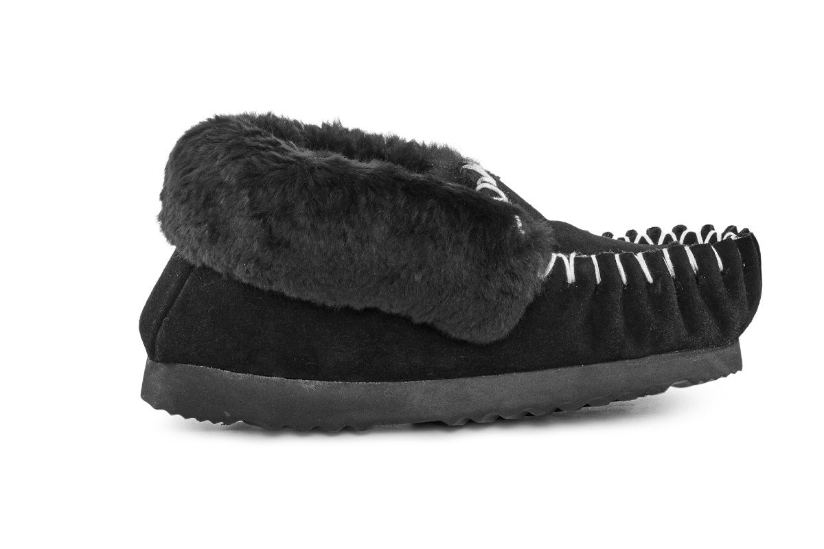 UGG Outback Premium Australian Sheepskin Moccasin Slipper (Black, Size 13M/14W US)