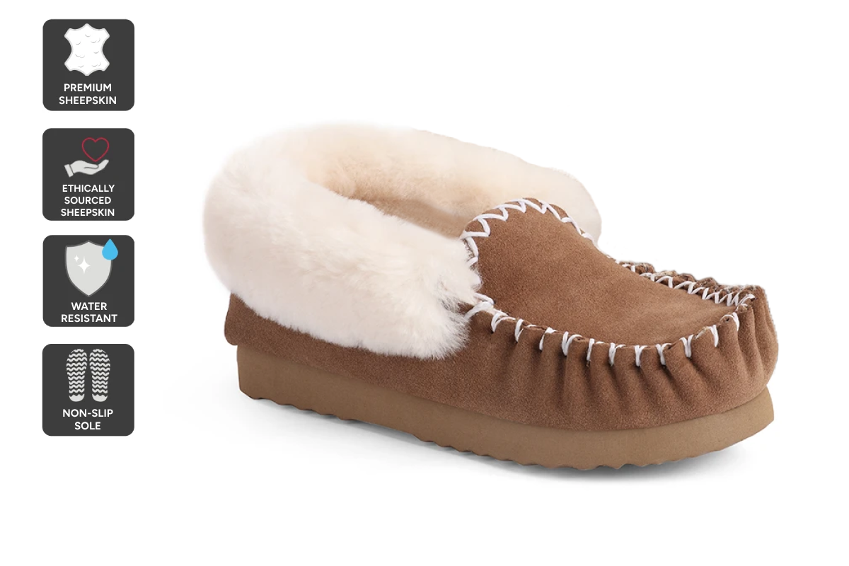 UGG Outback Premium Sheepskin Moccasin Slipper (Chestnut, Size 13M/14W US)