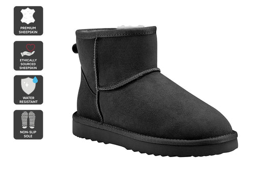 UGG Outback Premium Australian Sheepskin Mini Classic Boot (Black, Size 13M/14W US)