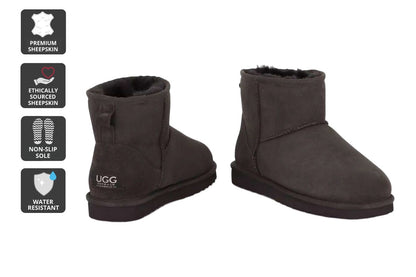 UGG Outback Unisex Premium Double Face Sheepskin Mini Classic Boot  - Chocolate; Size 8M/9W US)