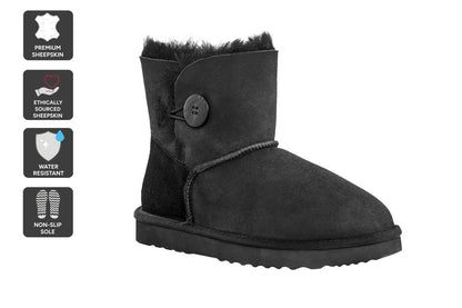 UGG Outback Premium Australian Sheepskin Short Button Boot (Black, Size 13M/14W US)