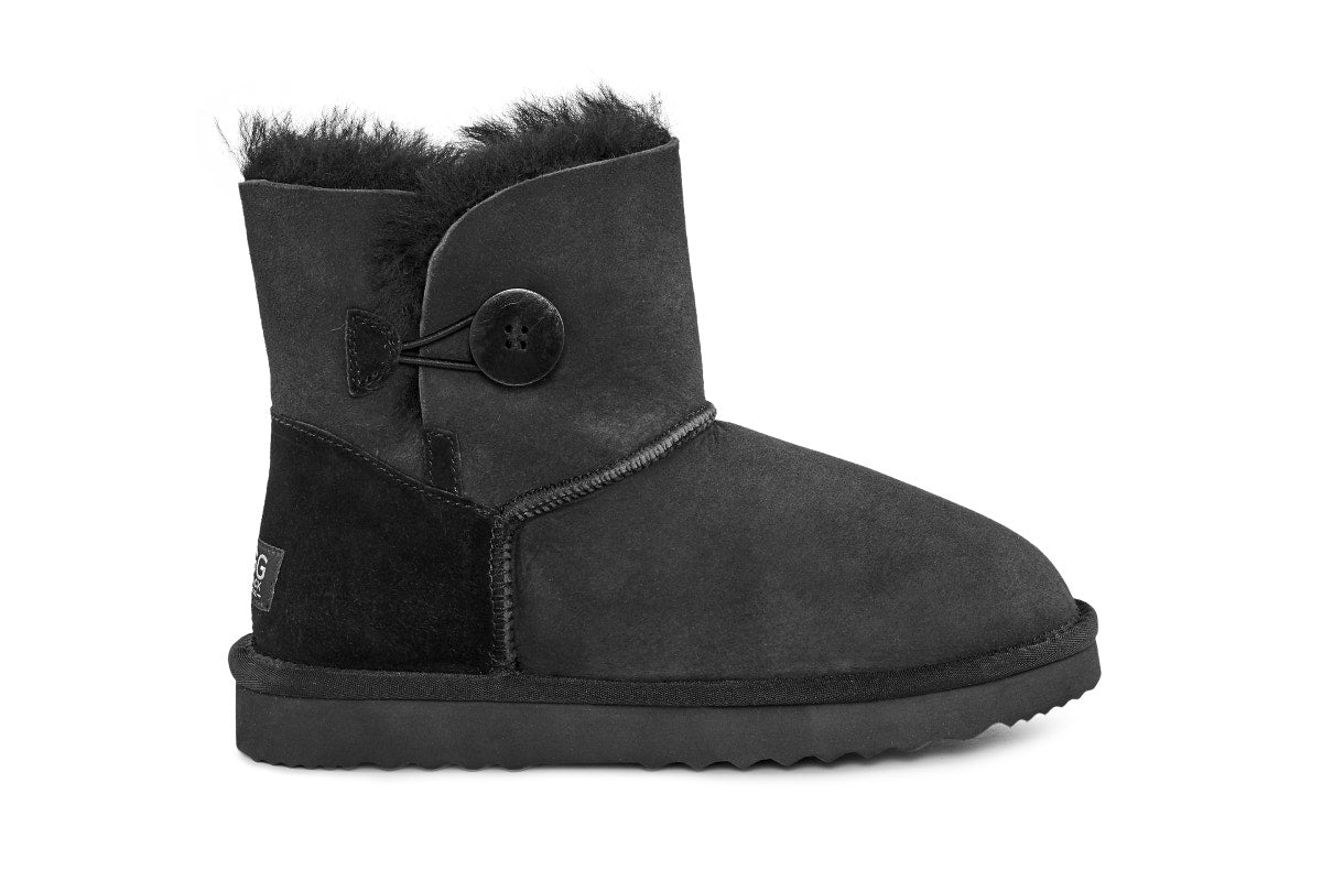 UGG Outback Premium Australian Sheepskin Short Button Boot (Black, Size 13M/14W US)