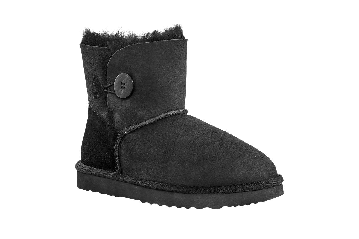 UGG Outback Premium Australian Sheepskin Short Button Boot (Black, Size 13M/14W US)