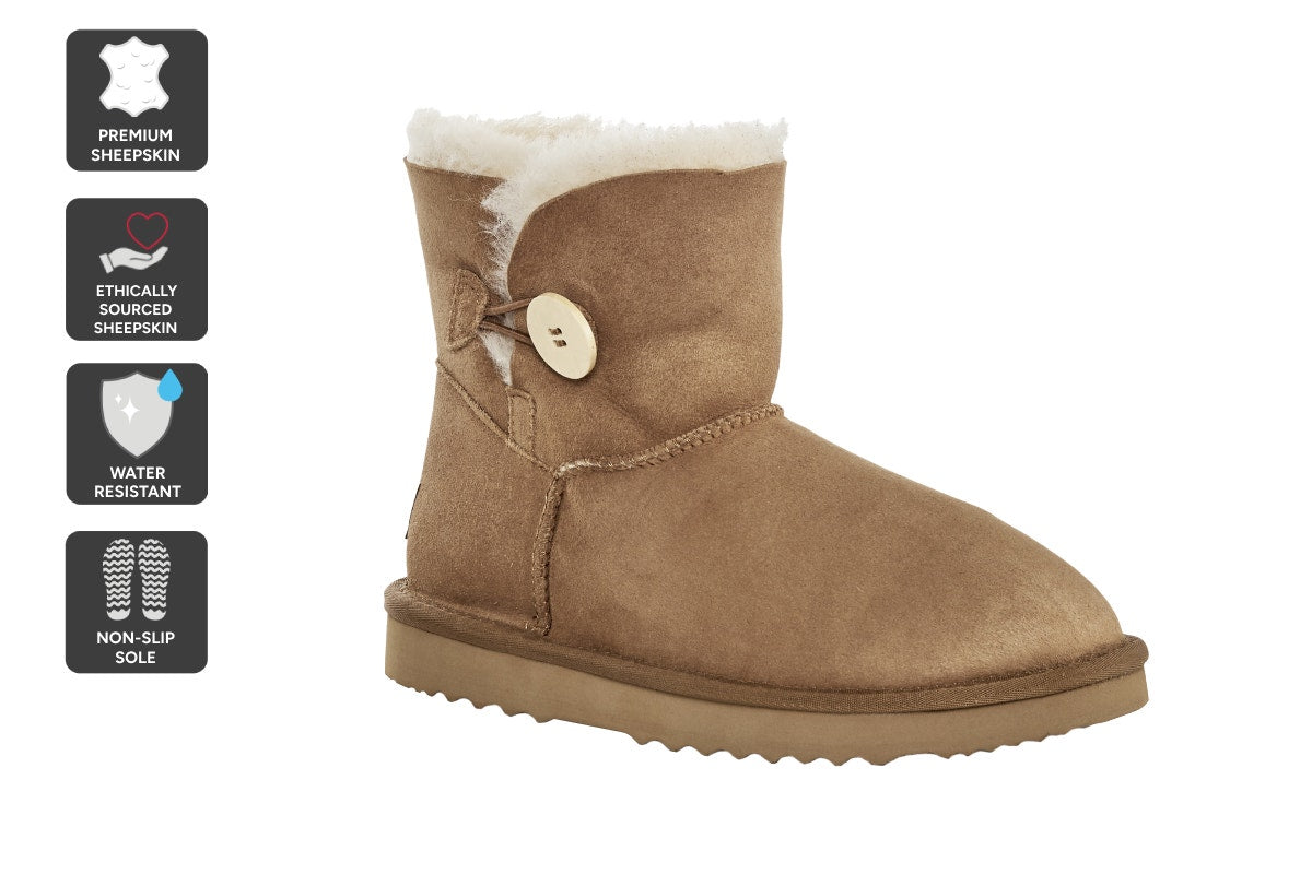 UGG Outback Australian Sheepskin Short Button Boot (Chestnut, Size 13M/14W US)