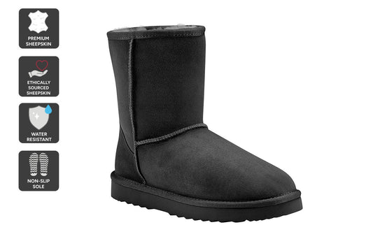 UGG Outback Premium Australian Sheepskin Short Classic Boot (Black, Size 13M/14W US)