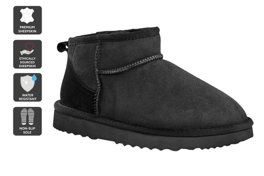 UGG Outback Premium Australian Sheepskin Ultra Mini Boot (Black, Size 5M/6W US)