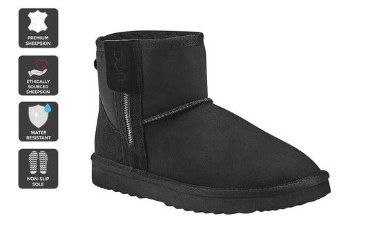 UGG Outback Premium Australian Sheepskin Zip Classic Boot (Black, Size 13M/14W US)