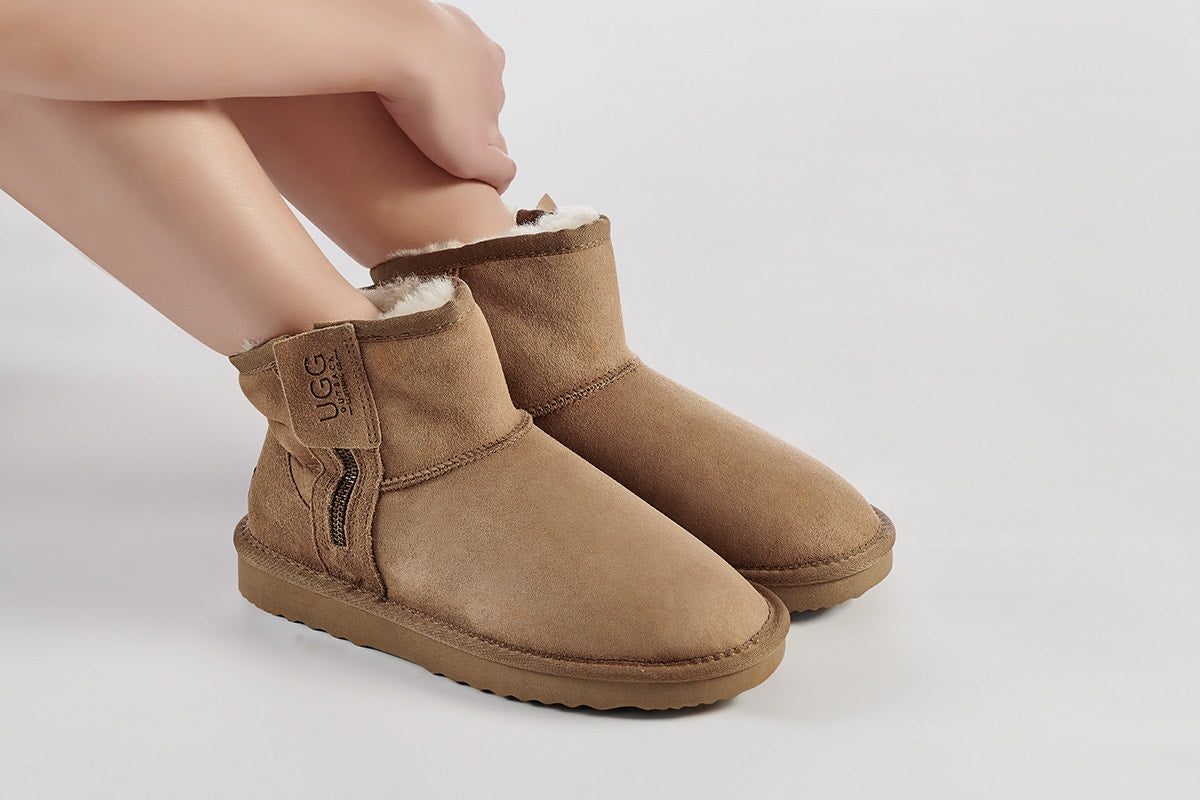 UGG Outback Premium Double Face Sheepskin Zip Classic Boot  - Chestnut; Size 13M/14W US)