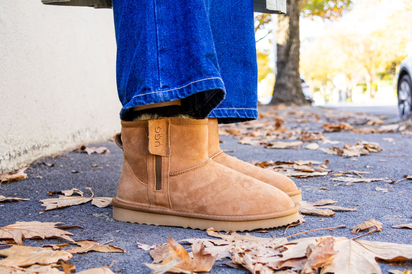UGG Outback Premium Australian Sheepskin Zip Classic Boot (Chestnut, Size 13M/14W US)