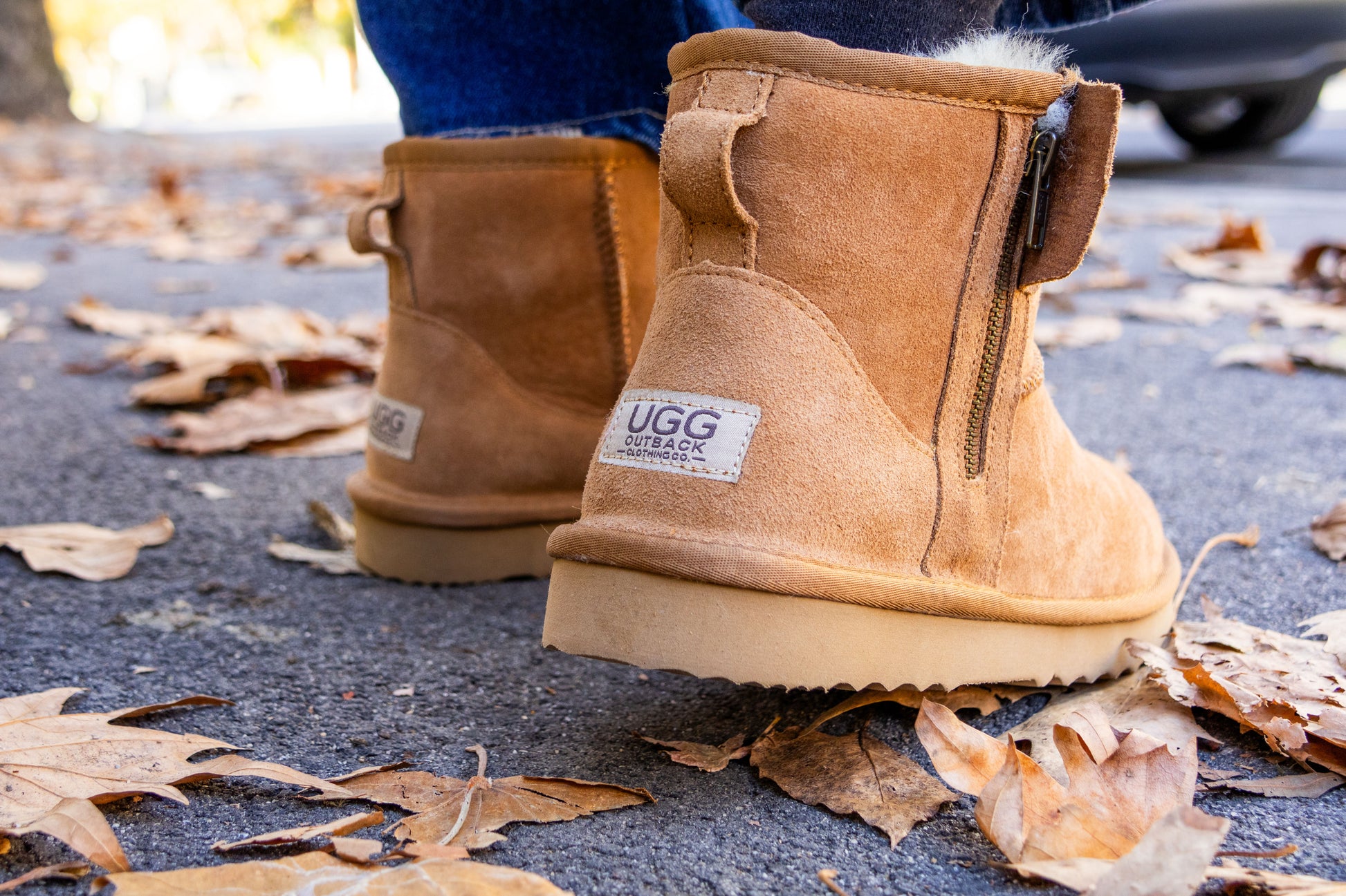 UGG Outback Premium Australian Sheepskin Zip Classic Boot (Chestnut, Size 13M/14W US)