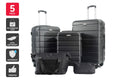 Orbis 5 Piece Luggage Set - Black