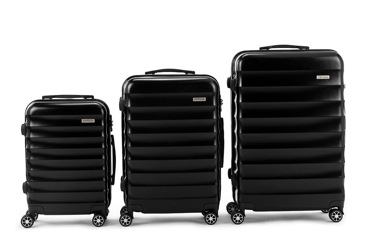 Orbis 3 Piece Capri Spinner Luggage Set  - Black | Auzzi Store