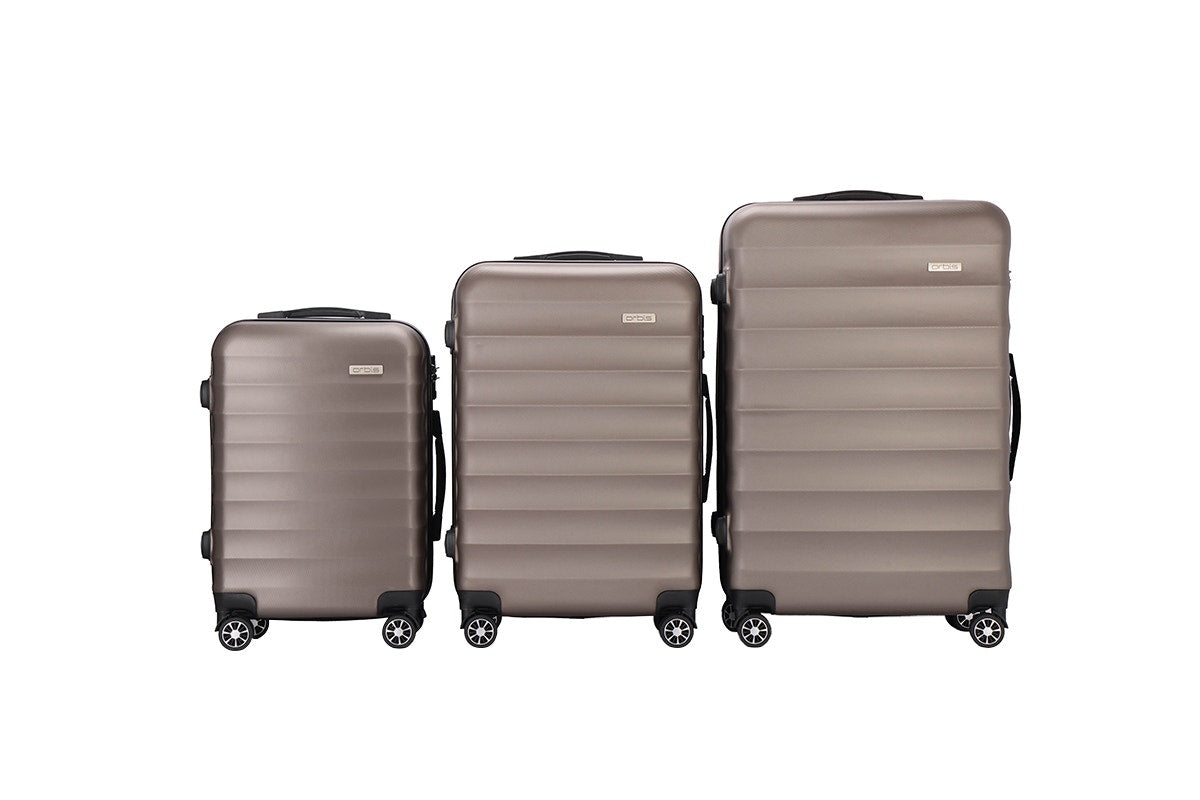 Orbis 3 Piece Capri Spinner Luggage Suitcase Set (Champagne)