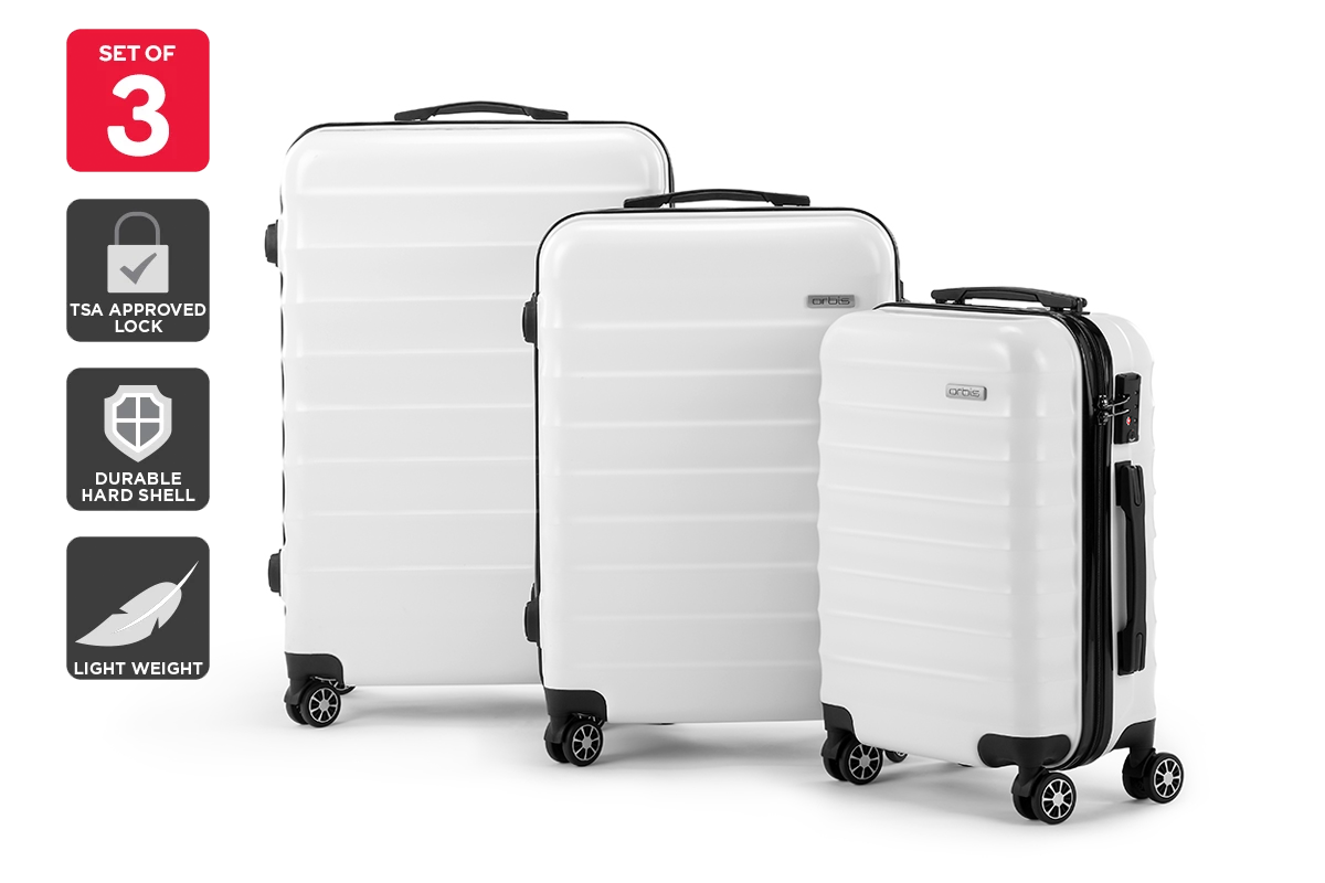 Orbis 3 Piece Capri Spinner Luggage Set - White | Auzzi Store