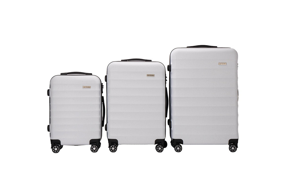 Orbis 3 Piece Capri Spinner Luggage Suitcase Set (White)