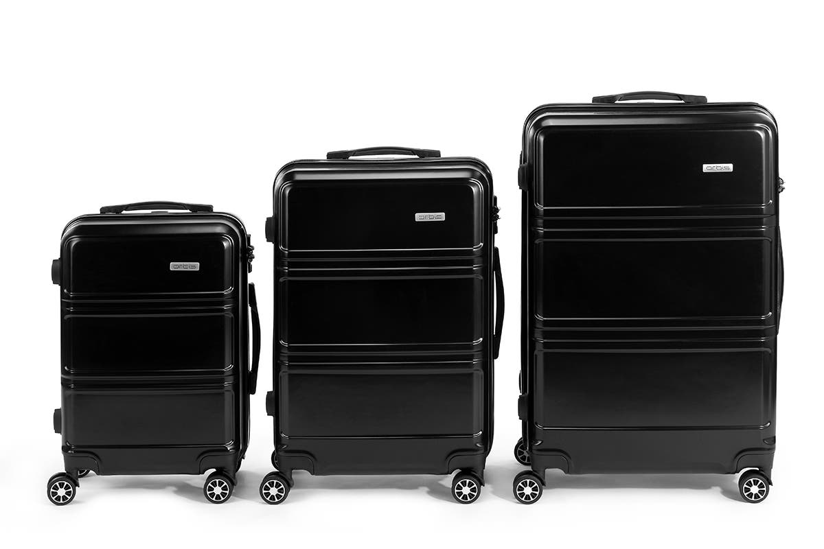 Orbis 3 Piece Kuredu Spinner Luggage Set - Black | Auzzi Store