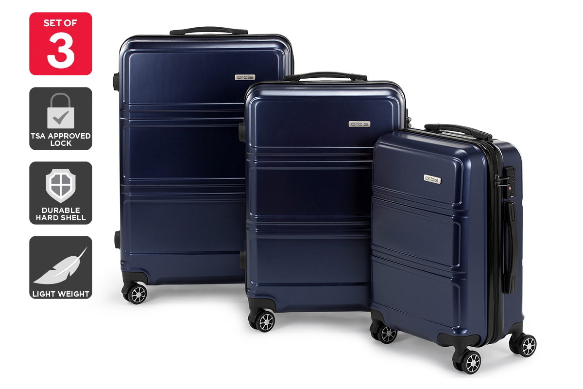 Orbis 3 Piece Kuredu Spinner Luggage Set - Midnight Blue | Auzzi Store