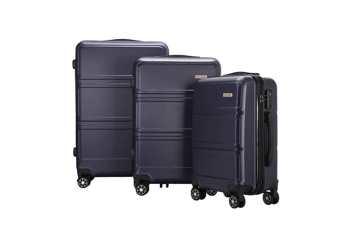 Orbis 3 Piece Kuredu Spinner Luggage Suitcase Set (Midnight Blue)