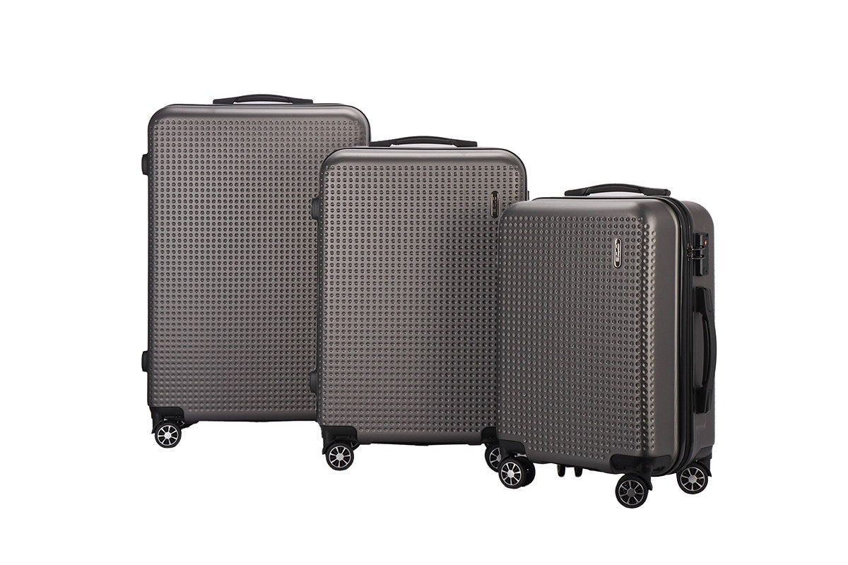 Orbis 3 Piece Malolo Spinner Luggage Suitcase Set (Charcoal)