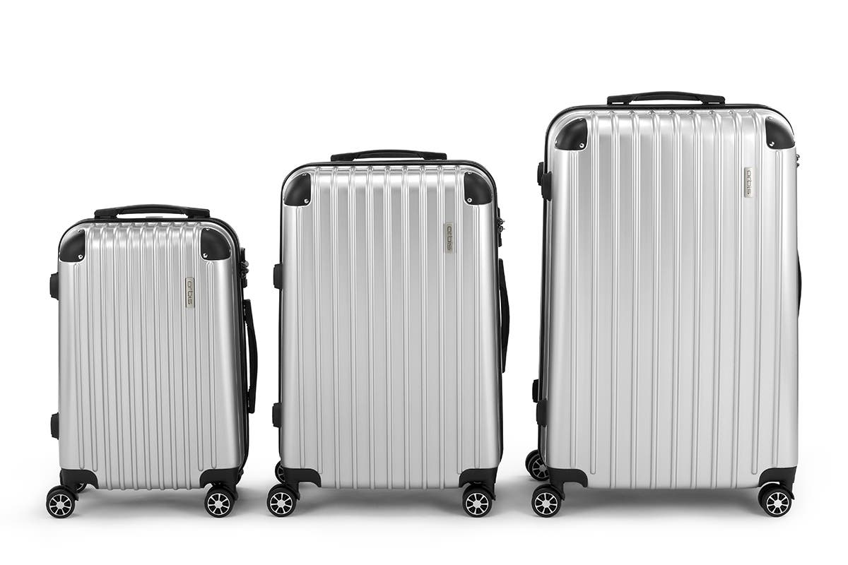 Orbis 3 Piece Tahiti Spinner Luggage Set - Silver | Auzzi Store