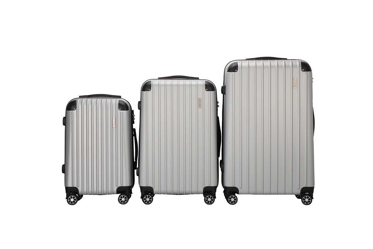 Orbis 3 Piece Tahiti Spinner Luggage Suitcase Set (Silver)