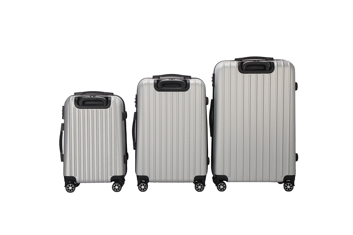 Orbis 3 Piece Tahiti Spinner Luggage Suitcase Set (Silver)