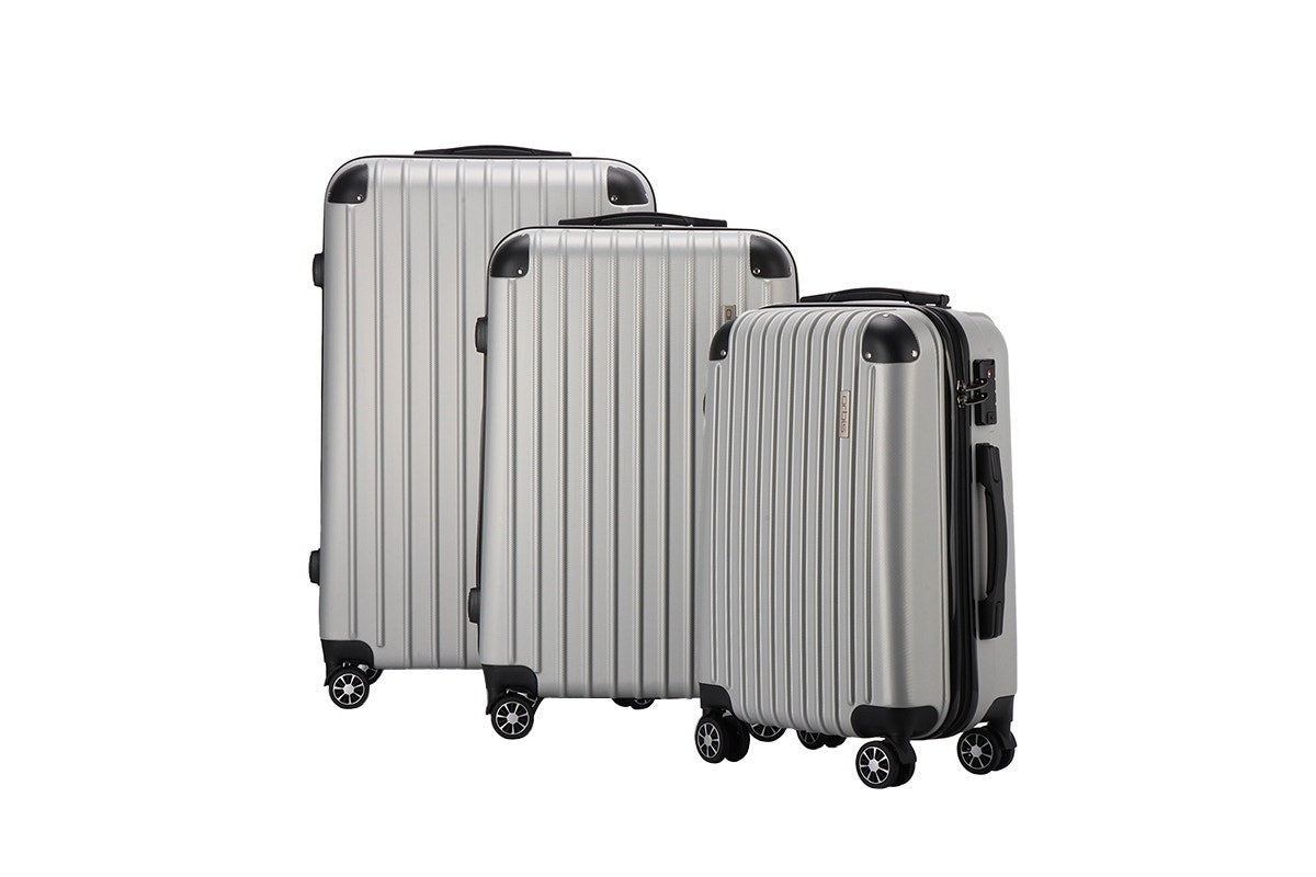 Orbis 3 Piece Tahiti Spinner Luggage Suitcase Set (Silver)