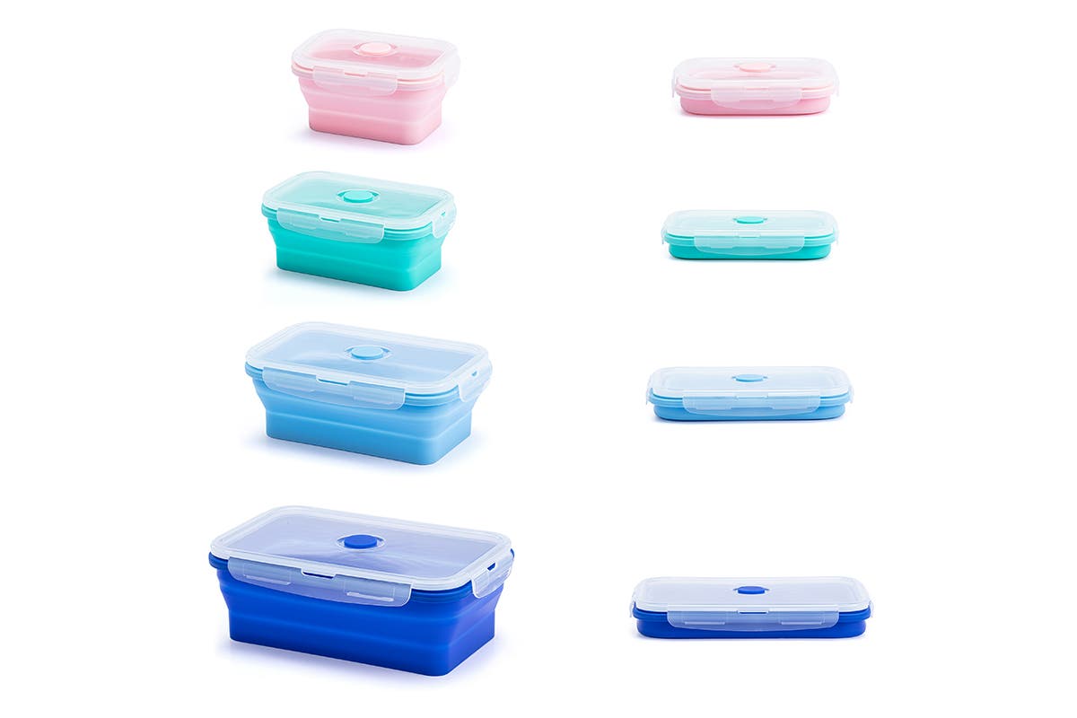 Ovela 4 Piece Rectangular Collapsible Silicone Container Set