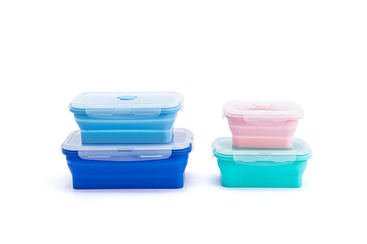 Ovela 4 Piece Rectangular Collapsible Silicone Container Set