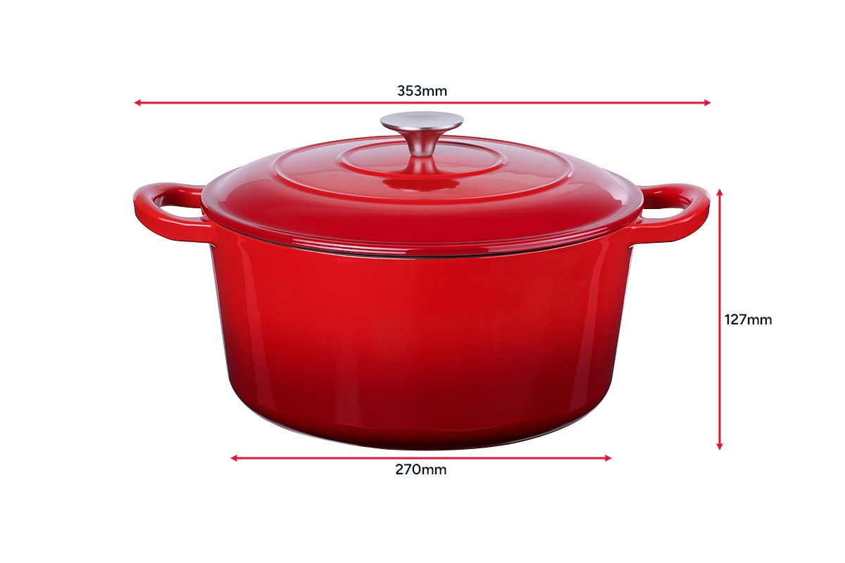 Ovela 5.6L Cast Iron Round Casserole (Red)