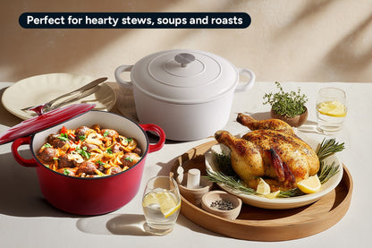 Ovela 5.6L Cast Iron Round Casserole (Red)