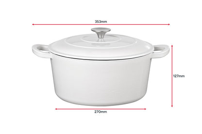Ovela 5.6L Cast Iron Round Casserole (White)
