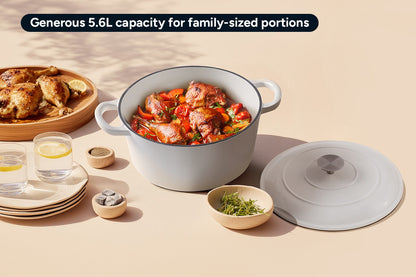 Ovela 5.6L Cast Iron Round Casserole (White)