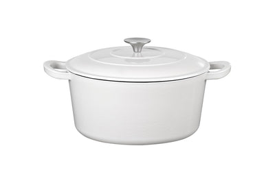 Ovela 5.6L White Cast Iron Round Casserole for Hearty Family Meals