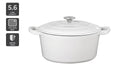 Ovela 5.6L White Cast Iron Round Casserole for Hearty Family Meals