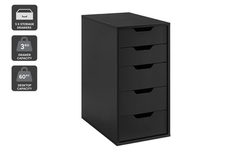 Ovela Alice Office Drawers (Black) - Auzzistore