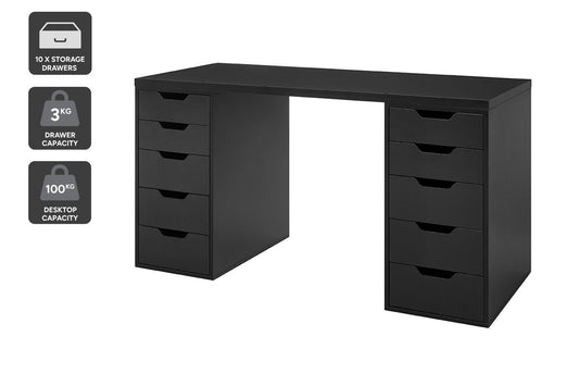 Ovela Alice Filing Drawer Desk (Black)