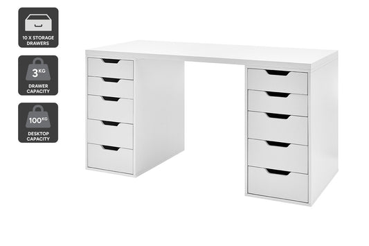 Ovela Alice Filing Drawer Desk (White)