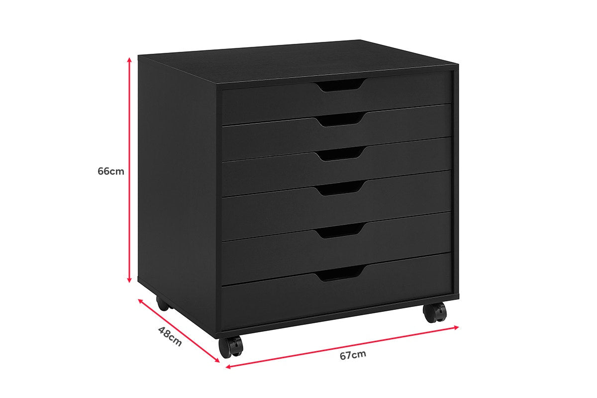 Ovela Alice Wide Mobile Office Drawers (Black)