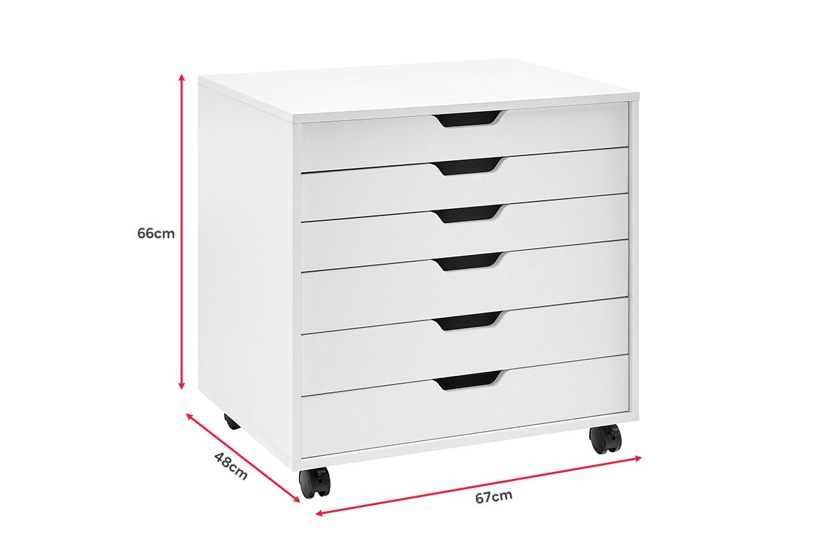 Ovela Alice Wide Mobile Office Drawers (White)