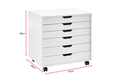 Ovela Alice Wide Mobile Office Drawers (White)