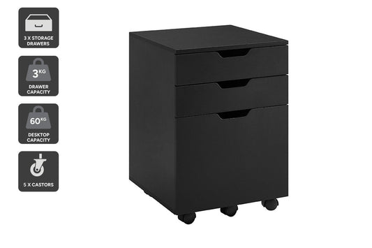 Ovela Alice Mobile Filing Cabinet (Black)
