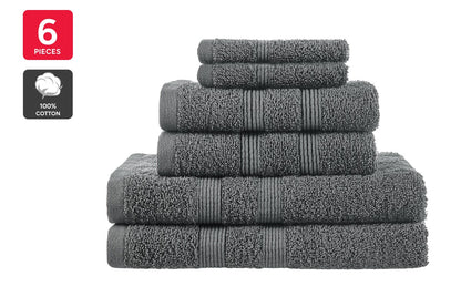 Ovela Avalon 6 Piece 100% Cotton Towel Set (Charcoal)