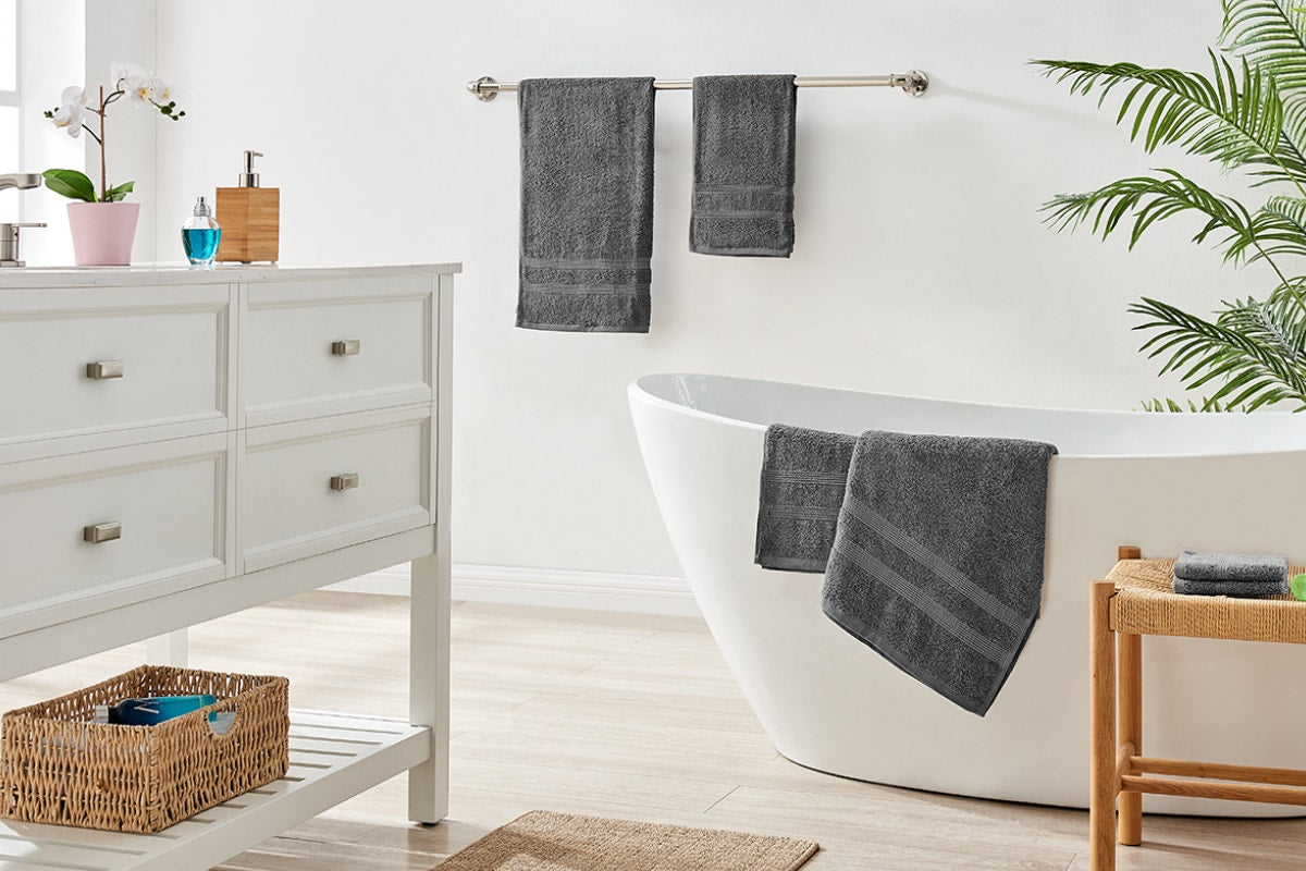 Ovela Avalon 6 Piece 100% Cotton Towel Set - Charcoal