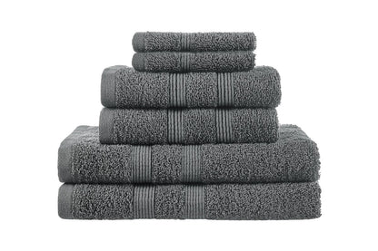 Ovela Avalon 6 Piece 100% Cotton Towel Set - Charcoal