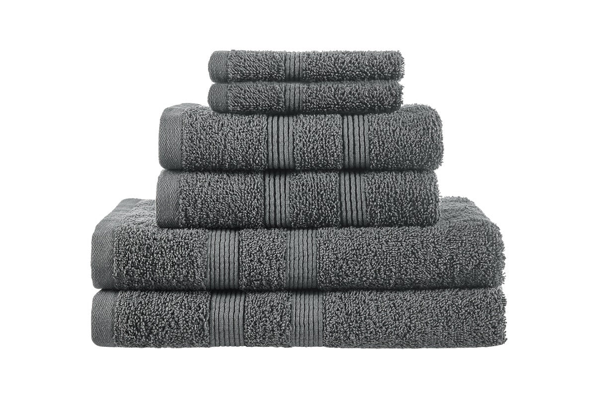 Ovela Avalon 6 Piece 100% Cotton Towel Set (Charcoal)