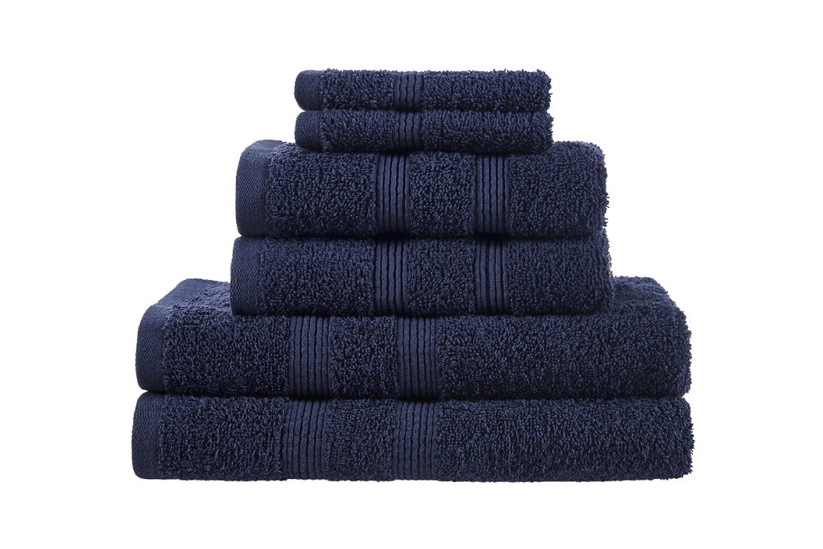 Ovela Avalon 6 Piece 100% Cotton Towel Set - Navy