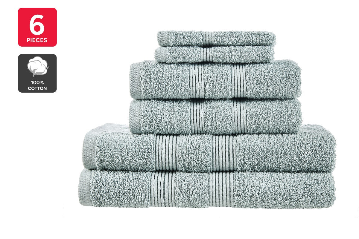 Ovela Avalon 6 Piece 100% Cotton Towel Set - Soft Teal